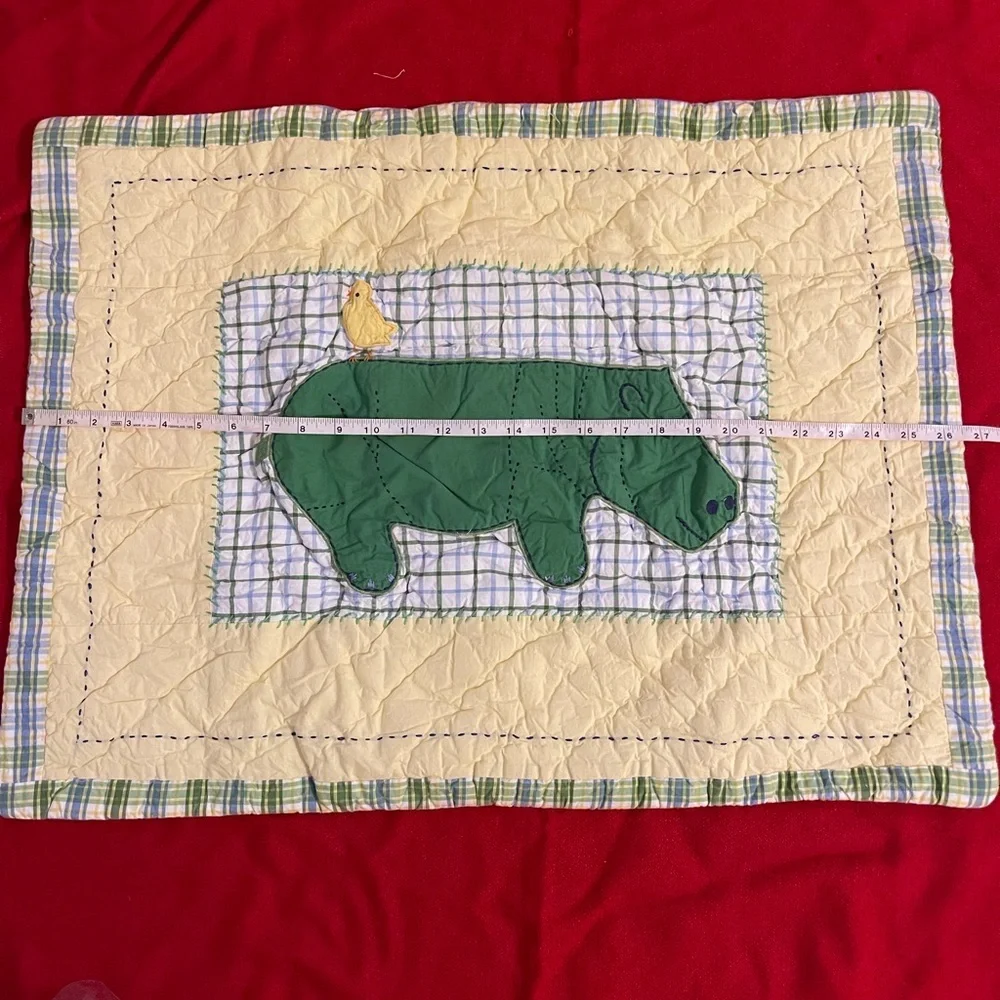 Pottery Barn Kids Quilted Sham Alphabet & Hippo Pillowcase